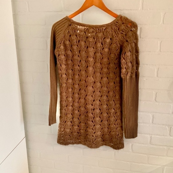 Miss Sixty Vintage Knit Mini dress/tunic/cover up Crochet Cinnamon Brown XS - Picture 7 of 10